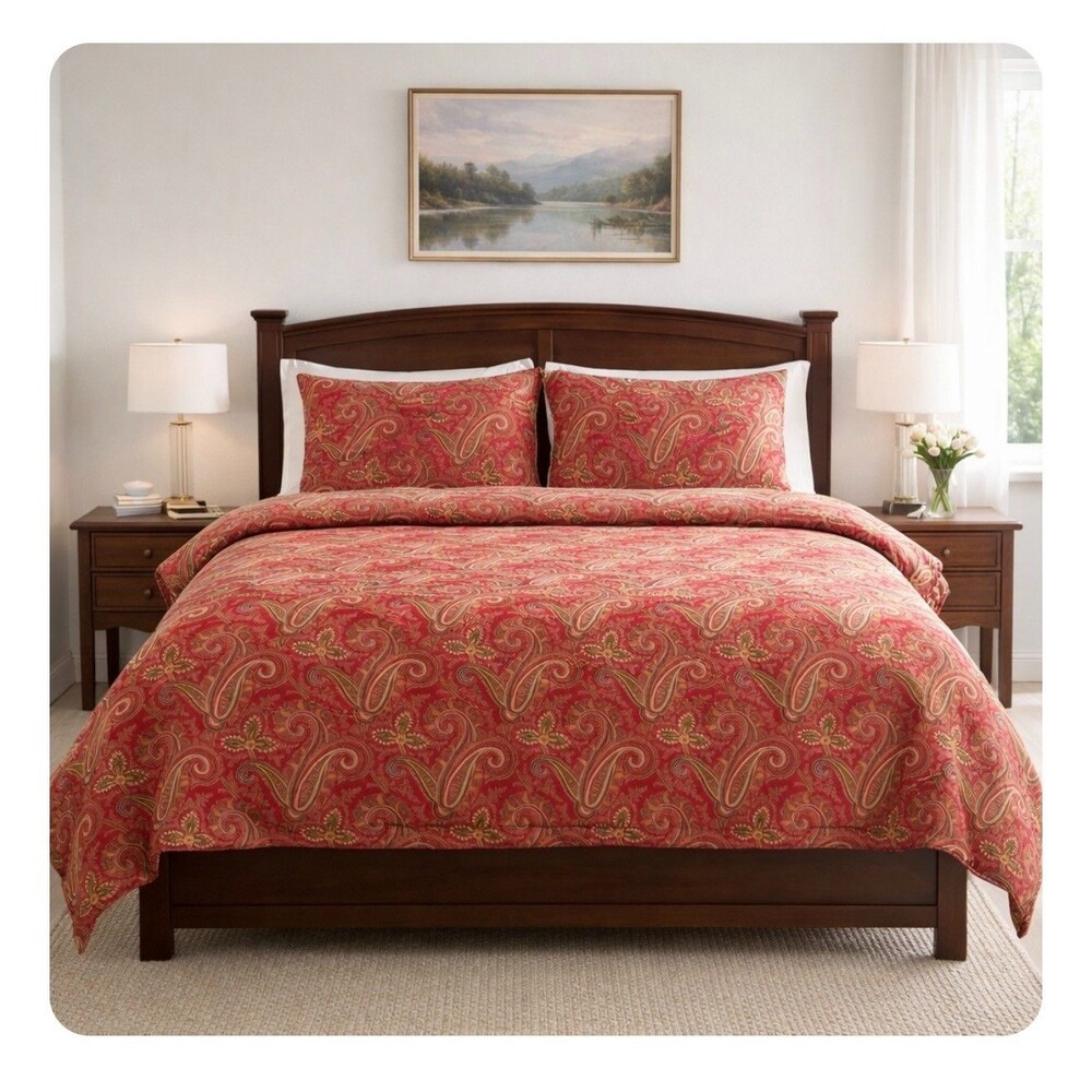 Pottery Barn Mira Anibel Paisley Floral Full Queen Duvet Cover and Two Shams